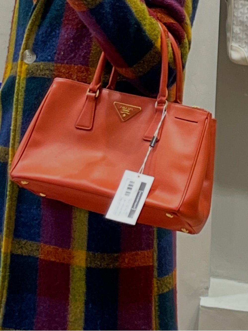 Prada Galleria double zip Saffiano leather orange bag